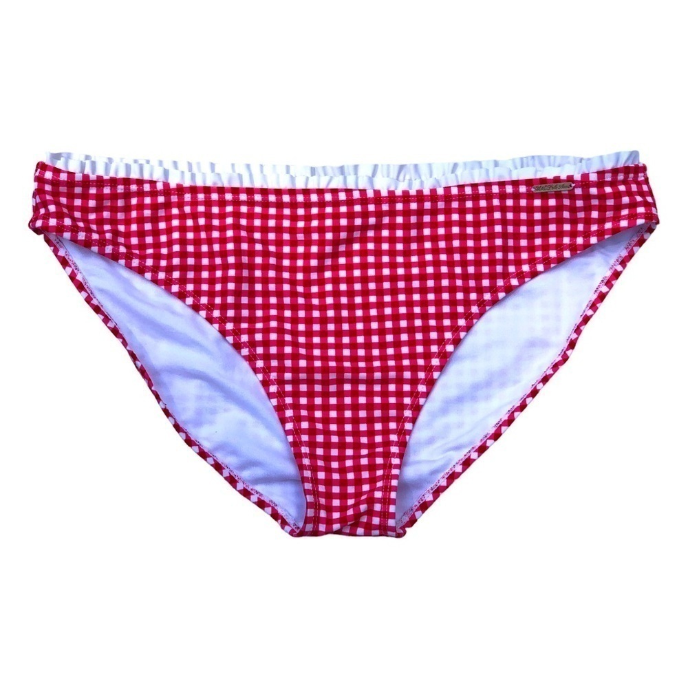 U.S. POLO ASSOCIATION - Red & White Gingham Checked Bikini Bottoms - Size XL